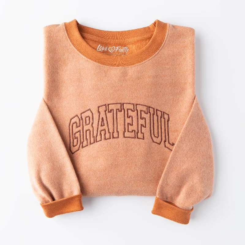 Embroidered Grateful Fuzzy Sweatshirt