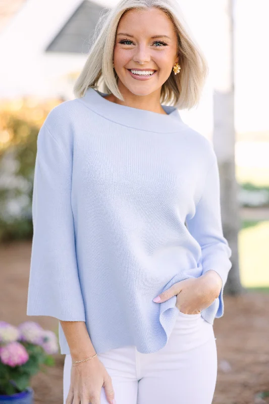 Fate: Feeling Fine Light Blue Mock Neck Sweater