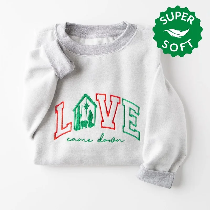 Embroidered Love Came Down Fuzzy Sweatshirt