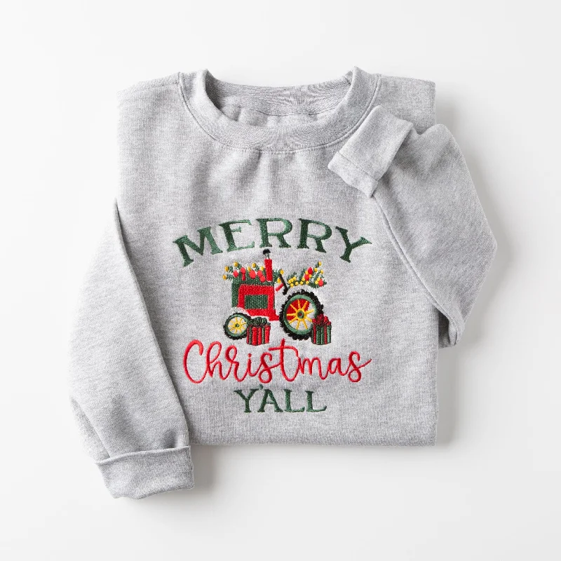 Embroidered Merry Christmas Y'all Sweatshirt