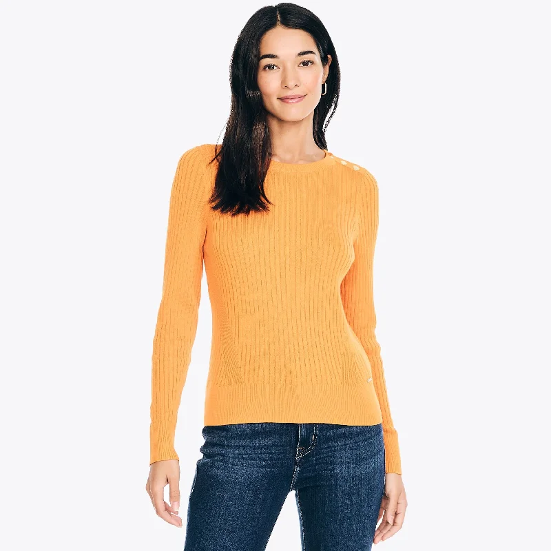 Nautica Womens Sustainably Crafted Rib-Knit Crewneck Sweater