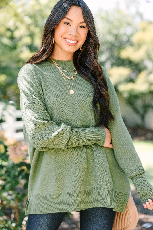 Perfectly You Olive Green Mock Neck Sweater