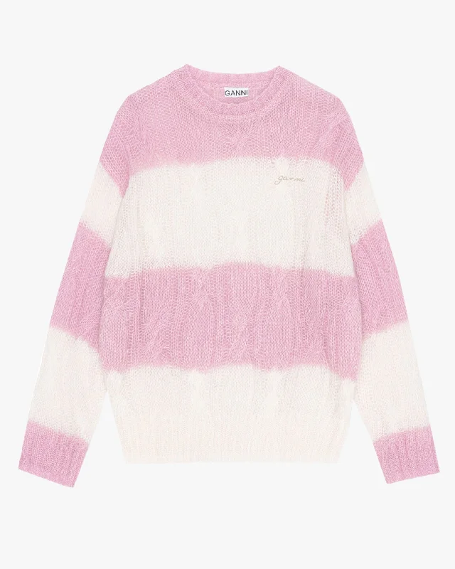 Mohair Striped Cable Sweater